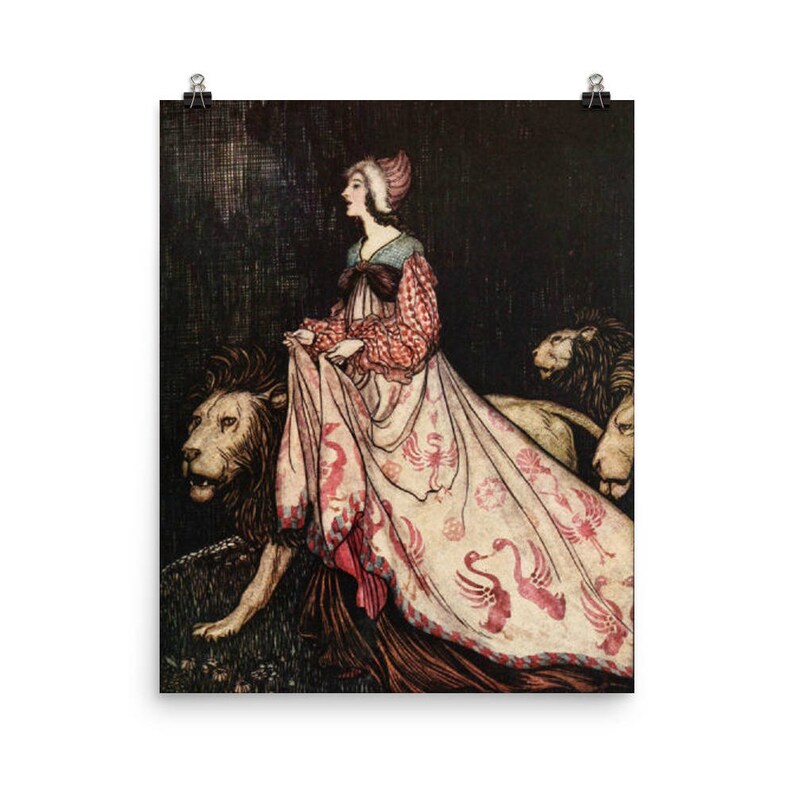 Arthur Rackham Lady and the Lions Reproduction Photo Paper Poster ...