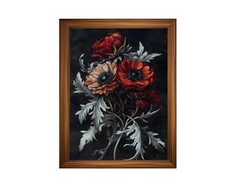 Printed Dark Academia Floral Art Print #6| Moody Vintage Gothic, Antique Botanical Wall Art  |  Giclee Art Print, Poster or Canvas