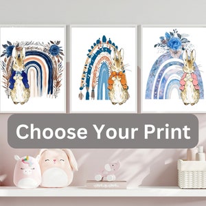 &quot;Gedruckte Original Beatrix Potter Peter Rabbit Blauer Regenbogen Kindergarten Art Giclée-Drucke, Babyzimmer 8 &quot;&quot;kundenspezifische Auswahl ungerahmt.&quot;