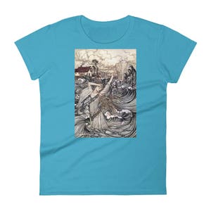 Arthur Rackham Undine Women&#39;s short sleeve t-shirt, Vintage Illustration Mermaid T-shirt