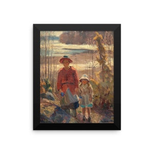 Vintage Fine Art Mother&#39;s Day Women&#39;s Reproduction  Framed Art Poster Print, Vintage Art Print, Mother and Child  Framed poster