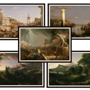 Set of 5 Vintage Thomas Cole &quot;The Course of Empire&quot; Art Print , Fine Art Reproductions  Unframed  11 x 17&quot;,  Unframed