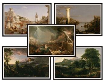 Set of 5 Vintage Thomas Cole "The Course of Empire" Art Print , Fine Art Reproductions  Unframed  11 x 17",  Unframed