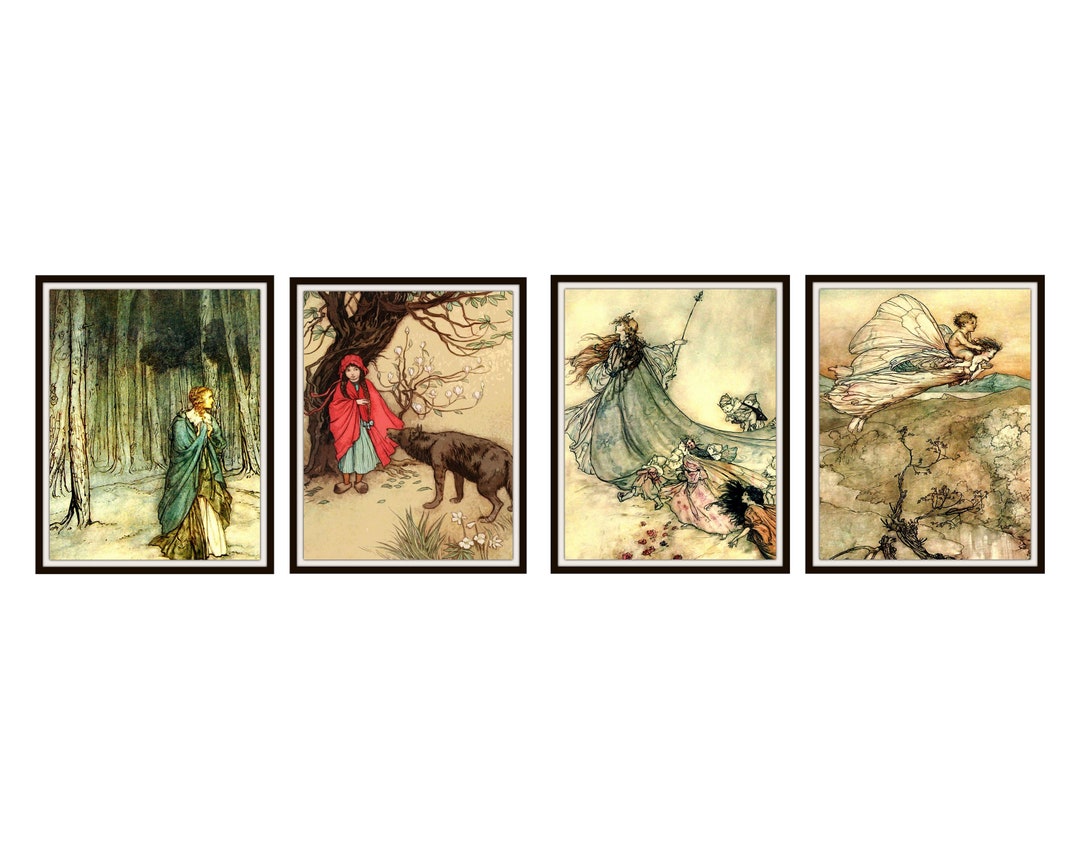 Set of 4 Arthur Rackham Fairy Tale Art Prints, Giclee Fine Art ...