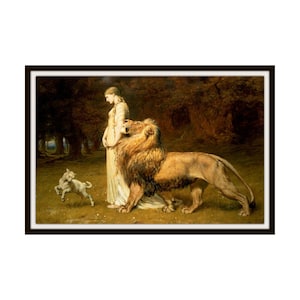 Briton Rivière Vintage Art Print  &quot; Una and The Lion&quot; Giclee Art Print, Fine Art Reproduction  Unframed  11 x 17&quot;,  Unframed