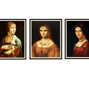 Set of 3  Leonardo Da Vinci Fine Art Portrait Reproductions Print  Unframed 8 x 10&quot; or 11 x 14 Wall Decor