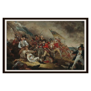 Impressão artística vintage de John Trumbull "Morte do General Warren, Batalha de Bunker Hill", reproduções de belas artes sem moldura, qualidade de museu