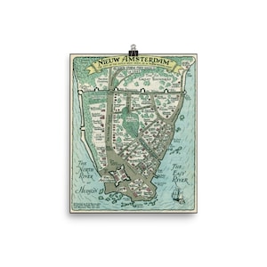 Vintage NYC New Amsterdam Karte Kunstdruck Reproduktion Poster, New Amsterdam Poster, New Amsterdam Karte Poster 8 x 10" oder 11 x 14"