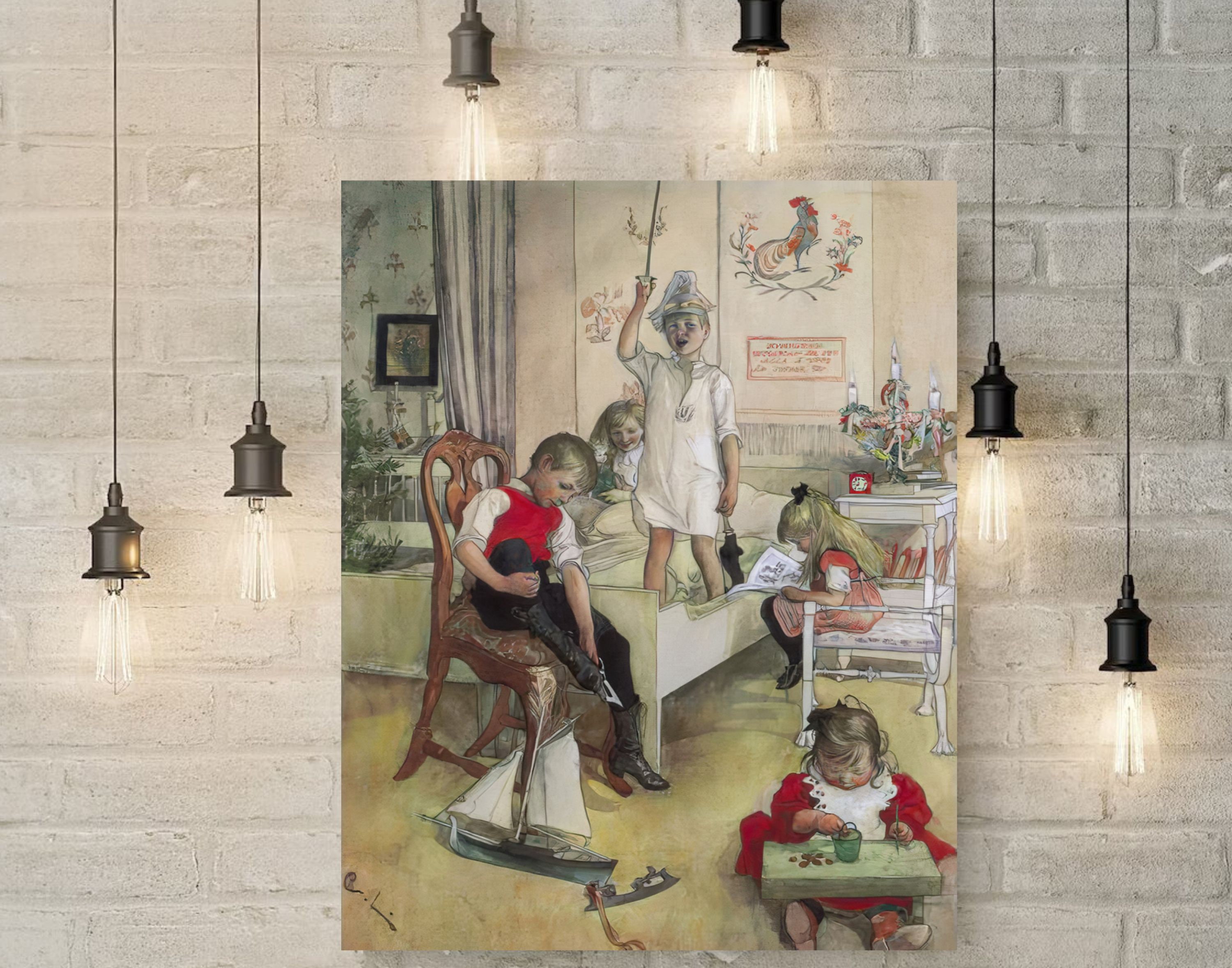 カール・ラーション、クリスマスの朝、希少画集画、新品額装付、状態良好 Yahoo!オークション - カール・ラーション クリスマスの朝 希少画集画