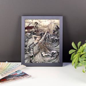 Arthur Rackham Reproduction Mermaid Undine  Framed Art Print , Vintage Art Print