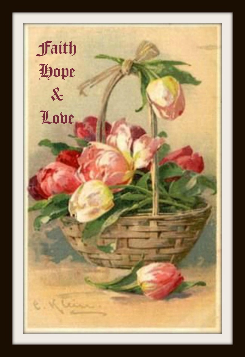 8 x 10 Unframed Printed Art Image Hope and Love Catherine Klein Faith Wall Decor Scripture Print Bible Art Motivational Quote
