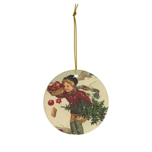Tarjeta de Navidad vintage Bellas Artes Porcelana Adorno cerámico, Adorno de una sola cara
