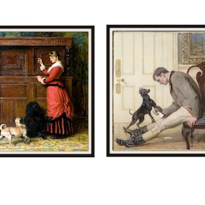 Juego de 2 "Love Cupboard" y "The Letter" de Briton Rivière Fine Art Reproducciones de láminas giclée sin marco, 8 x 10" o 11 x 14"
