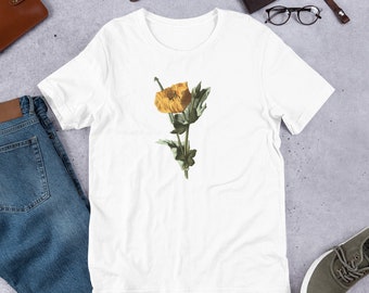 Golden poppy a maniche corte Unisex T-Shirt, Papavero botanico, Papavero vintage, papavero t, papavero tee