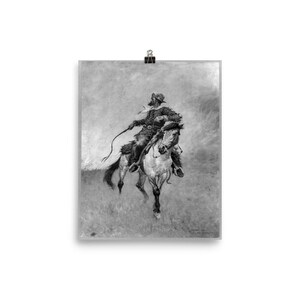 Frederic Remington Cowboy Sketch Vintage Art Print Poster, Cowboy Art, Western Art Print