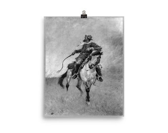 Frederic Remington Cowboy Sketch Vintage Art Print Poster, Cowboy Art, Western Art Print