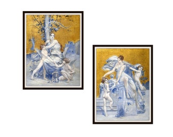 Set of 2 "Allegory of Time" and "Allegory of Fortune" Luc-Olivier Merson  Fine Art Giclee Prints Reproductions  Unframed 8 x 10" or 11 x 14"
