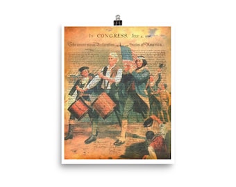 Declaration of Independence and Spirit of '76 Patriotic Art Poster