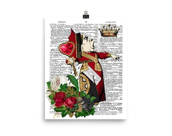 Alice in Wonderland  Red Queen Dictionary Art Print Poster