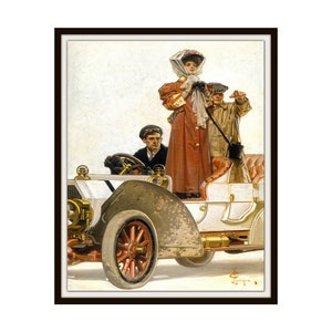 J.C. Leyendecker &quot;The Lady and Her Motorcar&quot; Magazine Art Reproduction Giclee Art Prints Unframed 5 x 7&quot;,  8 x 10&quot; or 11 x 14&quot;