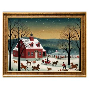 Impresión americana &quot;Navidad n.° 1&quot;, arte popular estadounidense, reproducción de bellas artes Giclée con calidad de museo, paisaje, sin marco
