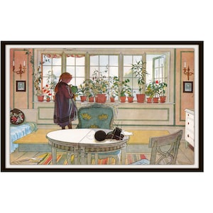 Carl Larsson "Flores na janela" Impressão giclée, reprodução de belas artes sem moldura, 8 x 10" ou 11 x 14", sem moldura