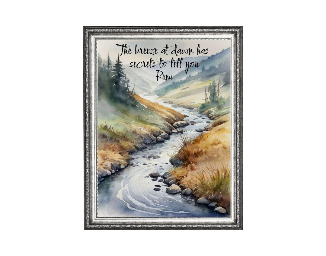 Watercolor Landscape Art With Inspirational Quote "mountain Stream" I ...
