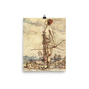Arthur Rackham Diana of the Hunt Photo paper poster, Arthur Rackham Art Print Poster