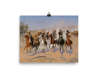 Frederic Remington Vintage Western Art Print "A Dash for the Timber" Poster, Cowboy Art, Vintage Western Art