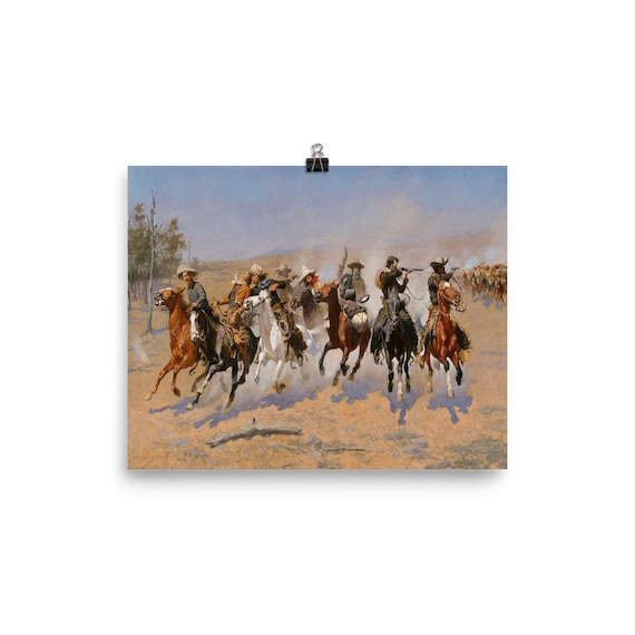 Frederic Remington Vintage Western Art Print "A Dash for the Timber" Poster, Cowboy Art, Vintage Western Art