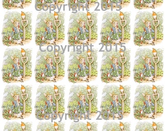 Printed Vintage Victorian Beatrix Potter Peter Rabbit Sheet  8.5 x 11 Printed Sheet, Scrapbooking, Decoupage, Angel Images, Collage