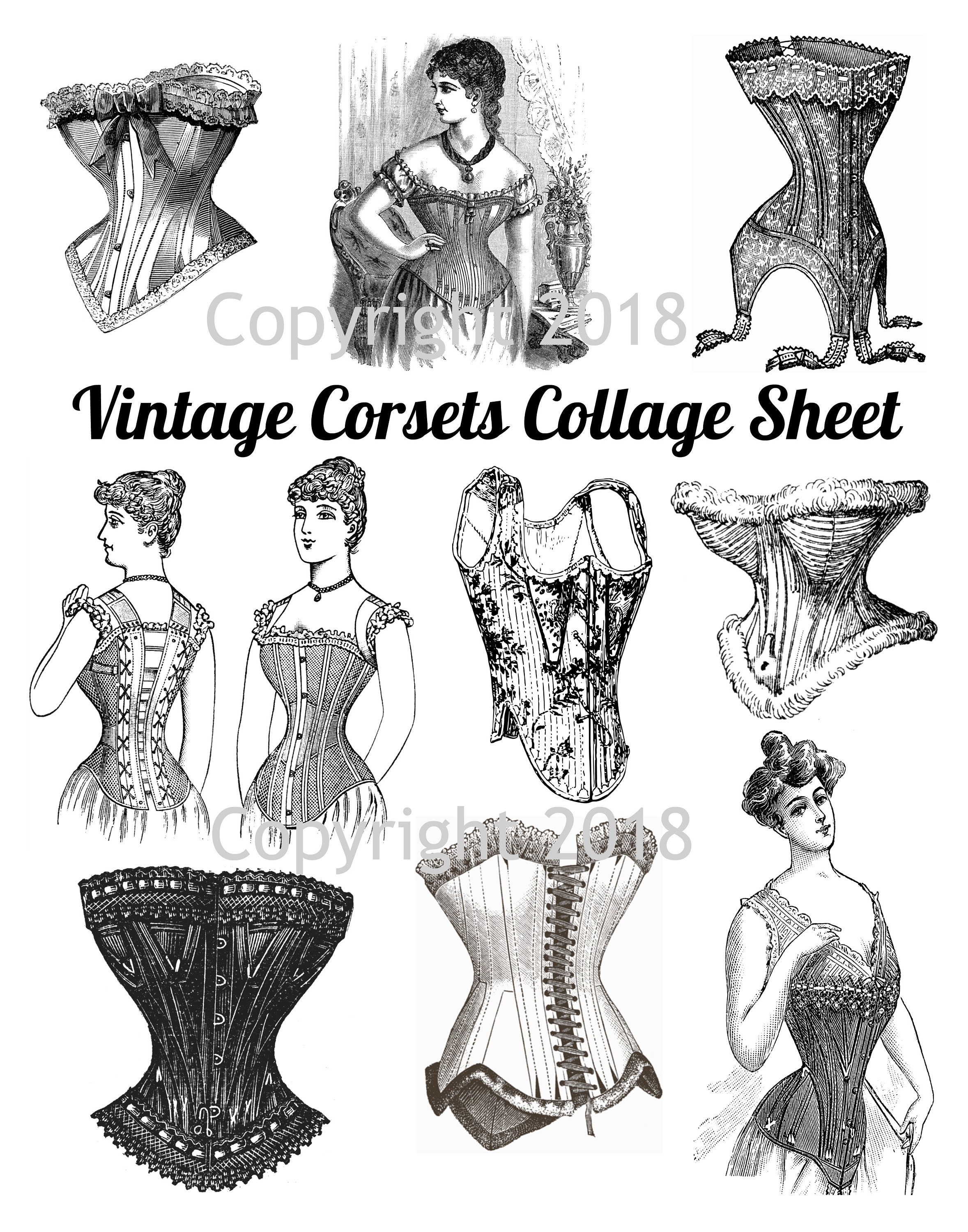 Vintage Victorian Corsets Collage Sheet , Vintage Corsets Graphics,  Scrapbooking, Card Making Etc. 8.5 X 11 Sheet -  Sweden