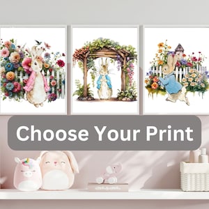 Impreso original Beatrix Potter Peter Rabbit and Friends #3 Nursery Art Giclee Prints, Habitación del bebé 8 x 10&quot; Selección personalizada sin marco