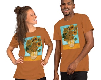 Vincent Van Gogh Vase of Sunflowers Reproduction Fine Art Unisex t-shirt, Sunflowers Shirt, Van Gogh Sunflowers Gift