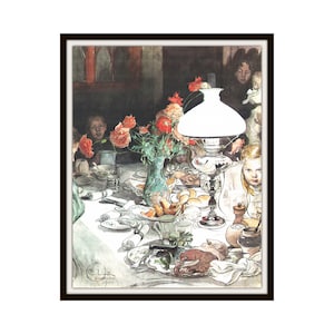 Carl Larsson &quot;Evening Lamp&quot; Giclee Art Print, Fine Art Reproduction  Unframed, 8 x 10&quot;  or 11 x 14&quot;,  Unframed