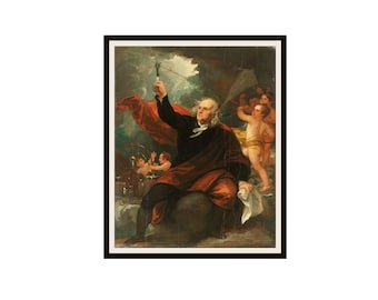 Benjamin West Fine Art "Benjamin Franklin Drawing Electricity" Reproduction Giclee Art Prints  Unframed 5 x 7",  8 x 10" or 11 x 14"