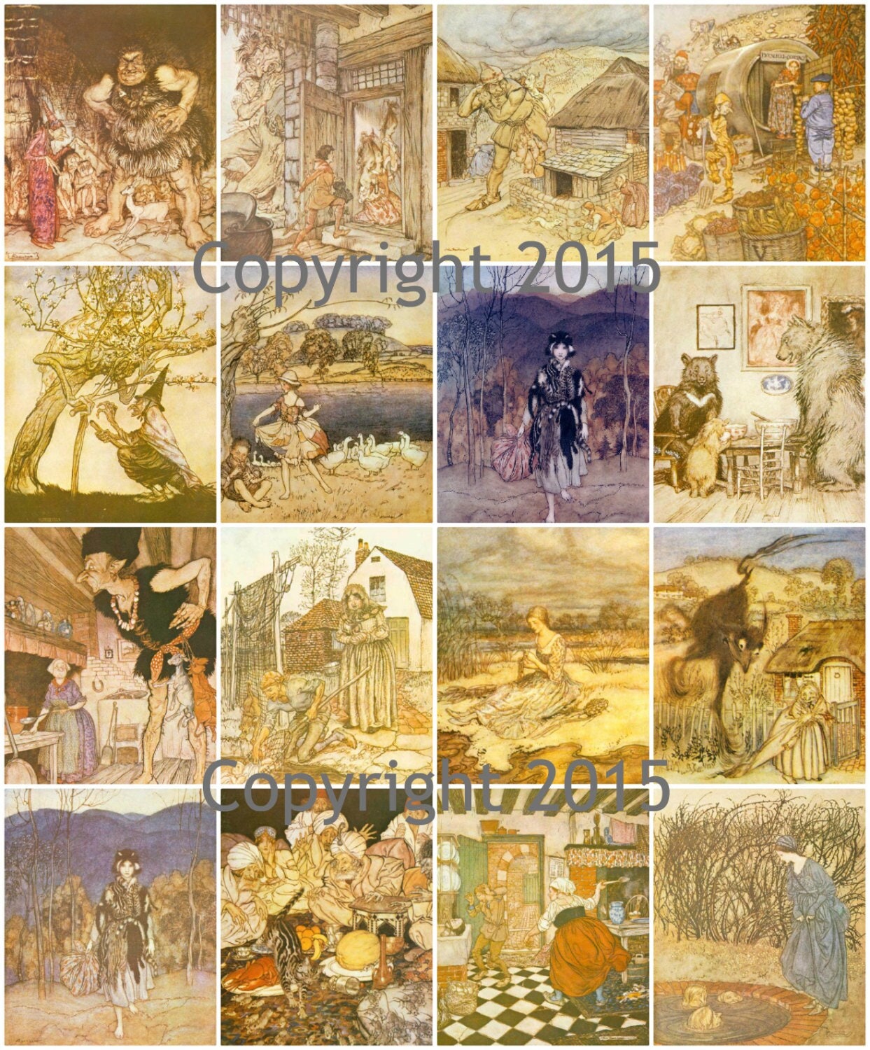 Printed Vintage Arthur Rackham 