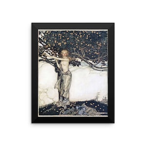 Arthur Rackham Freia the Fair One Framed poster, Arthur Rackham Vintage Art Illustration Framed