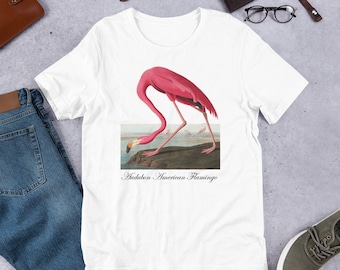 John J Audubon "Pink Flamingo" Short-Sleeve Unisex T-Shirt , Audubon Birds of America  Flamingo T-shirt