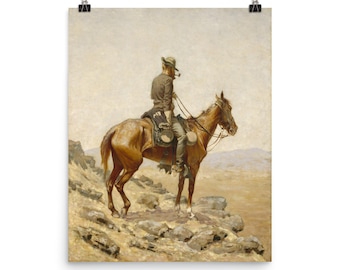 Frederic Remington Vintage Art Print "The Lookout"  Poster, Cowboy Poster, Cowboy Art Print