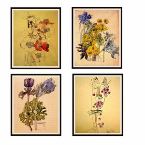 Ensemble de 4 vintage Charles Rennie Mackintosh Art Print Giclee Fine Art Reproductions Unframed 8 x 10" ou 11 x 14", Unframed