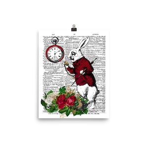 Alice im Wunderland weiß Kaninchen Wörterbuch Kunstdruck Poster