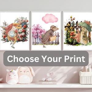 Impreso original Beatrix Potter Peter Rabbit and Friends #2 Nursery Art Giclee Prints, Habitación del bebé 8 x 10&quot; Selección personalizada sin marco