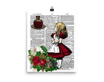 Alice in Wonderland Dictionary Art Print Poster