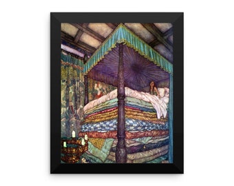 La princesse et le pois Reproduction Art Imprimé par Edmund Dulac encadré affiche