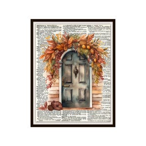 Impresión artística de acuarela Otoño n.° 2 en página de diccionario vintage Reproducción de impresiones artísticas efímeras, póster artístico, póster de otoño