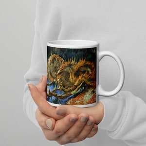 Vincent Van Gogh Sunflowers  White Glossy Mug, Fine Art Mug, Van Gogh Mug