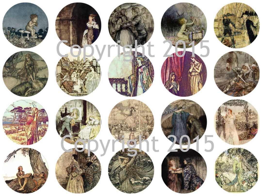 Printed Vintage Arthur Rackham Fairy Tale Images #3 Circles Collage ...