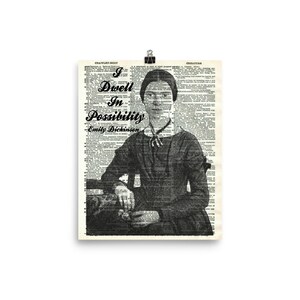 Pôster de impressão artística do dicionário de Emily Dickinson, pôster de arte de Emily Dickinson sem moldura