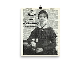 Emily Dickinson-poster woordenboek kunstafdruk, Emily Dickinson kunstposter niet ingelijst
